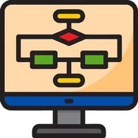 A computer monitor with a diagram of a computer vector