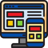 A computer and phone with a web page on it vector