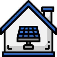 A house with a solar panel on the roof vector