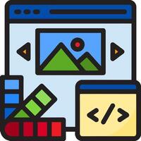 A web page with a picture of a computer and a block vector