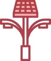 A solar powered street light with a red light vector