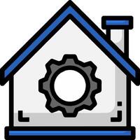 A house with a gear wheel in the middle vector