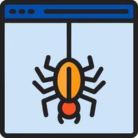 A spider is hanging from a web browser vector