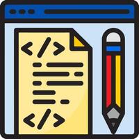A pencil and paper icon with a computer screen vector