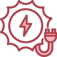 A red and white icon with a lightning bolt vector