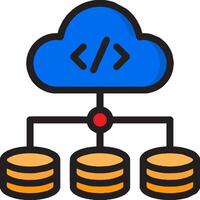 A cloud with a stack of data and a blue cloud vector