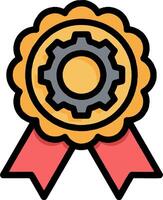 A badge with a gear wheel on it vector