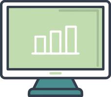 A computer monitor with a bar chart on it vector