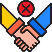 Two hands shaking hands with a red cross over it vector