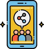 Mobile app icon with people and a chat bubble vector