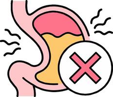 An illustration of a stomach with a no sign vector