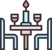 A table with two chairs and a candle vector