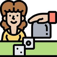 A woman is playing a game with dice vector