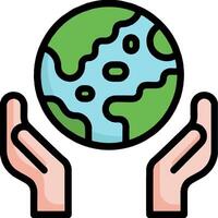 Two hands holding a globe with a green earth vector