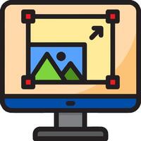 A computer monitor with a picture on it vector