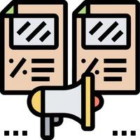 A megaphone and two documents with a megaphone vector