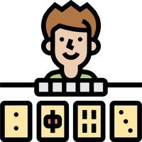 A man is sitting at a table with dice vector