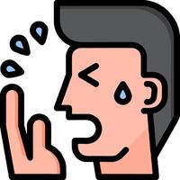 A man with a teary face and a hand on his face vector