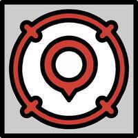 A red and black circle with a pin in it vector