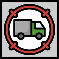 A green truck is in a circle with red and black lines vector