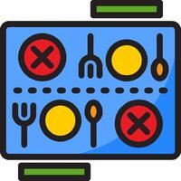 A flat icon of a tray with utensils and forks vector