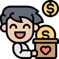 A man holding a box with money and a heart vector