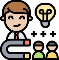A man with a magnet and a light bulb vector