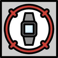 A watch in a circle with a red and black border vector