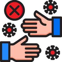 Two hands with red and blue circles and a red cross vector