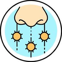 A cartoon of a nose with suns on it vector