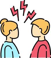 Two people are arguing with lightning bolts above them vector