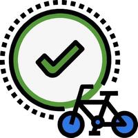 A bicycle with a tick mark and a check mark vector