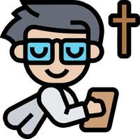 A cartoon man with glasses and a cross vector