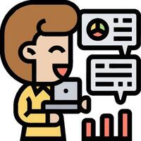 Businesswoman with laptop and bar graphs vector
