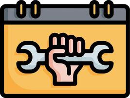 A calendar with a hand holding a wrench vector
