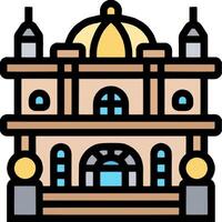 A building with a dome on top and a clock on the side vector