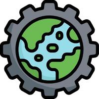 A gear wheel with a globe inside it vector