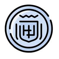 A blue and white logo with a shield on it vector