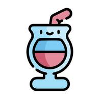 A drink with a straw in it and a smiley face vector