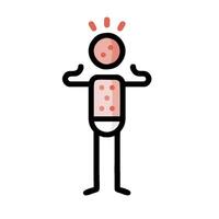 A stick figure with a red dot on his head vector