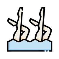 Two people in the water with their hands on their heads vector