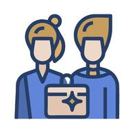 Two people holding a briefcase and a suitcase vector