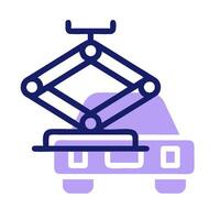 A car with a crane on top of it vector