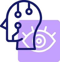 A purple icon with a brain and an eye vector