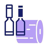 A bottle of wine and a roll of toilet paper vector