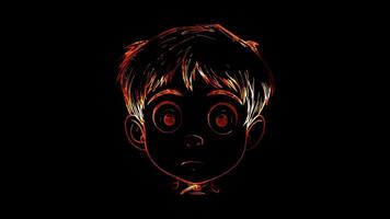 Neon frame effect, dazed face on black background video
