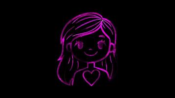 Neon frame effect, Face with Heartbeat - Love or affection on black background video