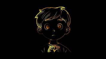 Neon frame effect, dazed face on black background video