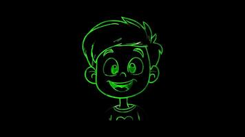 Neon frame effect, Face with Heartbeat - Love or affection on black background video