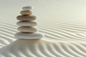 A stack of stones in the sand photo